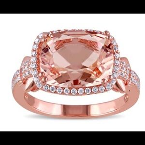Rose Plated Silver Imitation Morganite CZ ring